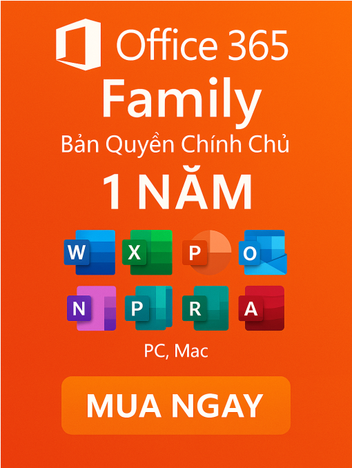 Office 365 Family – Bản Quyền Chính Chủ - 1 năm